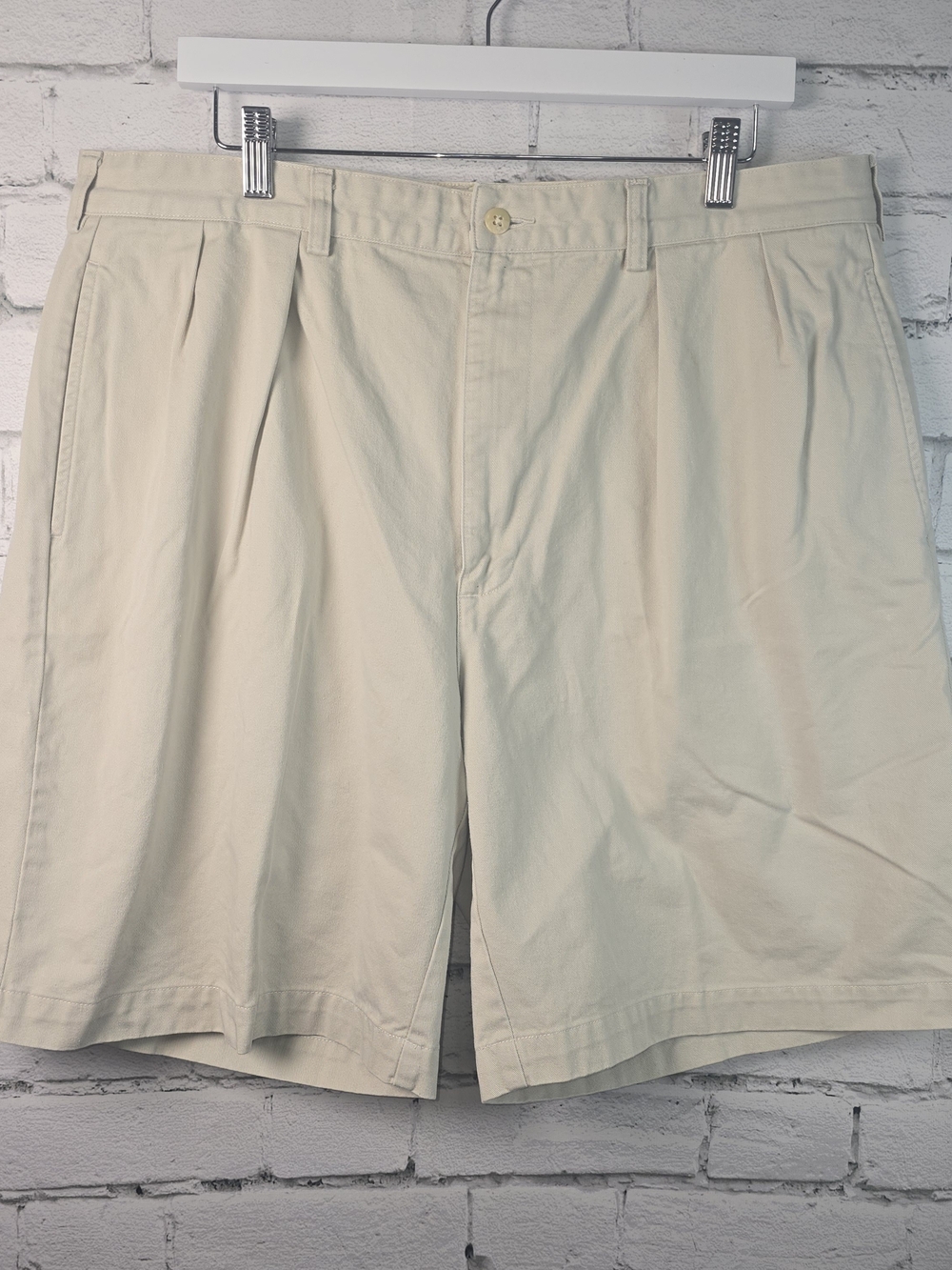 POLO RALPH LAUREN 100% COTTON CHINO LIGHT KHAKI SHORTS FLAT FRONT PLEAT MENS 38